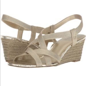 Adrianna Papell Alba Gold Metallic Espadrille Wedge Sandal